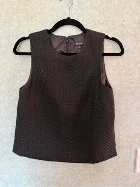 Black Madewell Boxy Shell Textured Tweed Blend top - Size 2